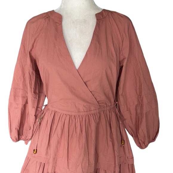 NWT Madewell Crinkle Poplin Wrap Mini Dress in Vintage Quartz - XXS / XS - Picture 6 of 16